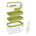 thumbnail image 1 of Bandeja de hielo Caja de almacenamiento de hielo prensado Congelador Molde de cubitos de hielo cuadrado con tapa Caja para hacer hielo en el hogar con bandeja y pala (verde), 1 of 7