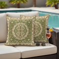 thumbnail image 5 of Classical Floral Pillow Covers 2 Pack Vintage Green Ethnic Bohemian Pastoral Pillowcase Waterproof Outdoor Throw Pillow Cover for Patio Garden Square Cushion 24”x24”, 5 of 9