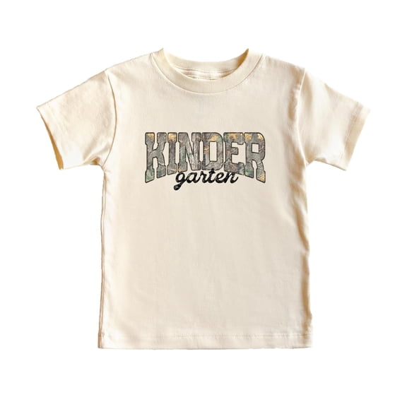 Kindergarten Shirt for Boys and Girls Camo Back to School First Day Outfit Graphic Tee for Kids Natural Shirt 5-6