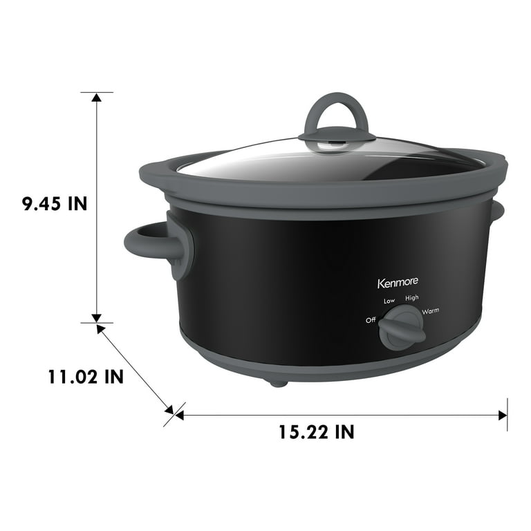 Kenmore Slow Cooker, 5 qt (4.7L), Easy to Use, Dial Control - Black