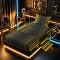 thumbnail image 2 of meiyoeat Modern Gold Striped Twin Sheet Sets, Luxury Dark Gradient Bedding for Boys, Gold, 3pcs, 1 Flat Sheet, 1 Fitted Sheet and 1 Pillowcase, 2 of 6