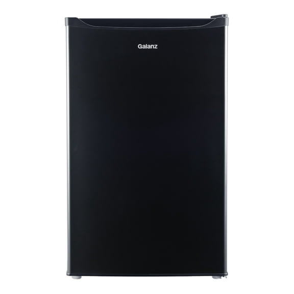 Galanz 4.3 Cu ft Single Door Mini Fridge, Black Estar, New, Width 19.92"