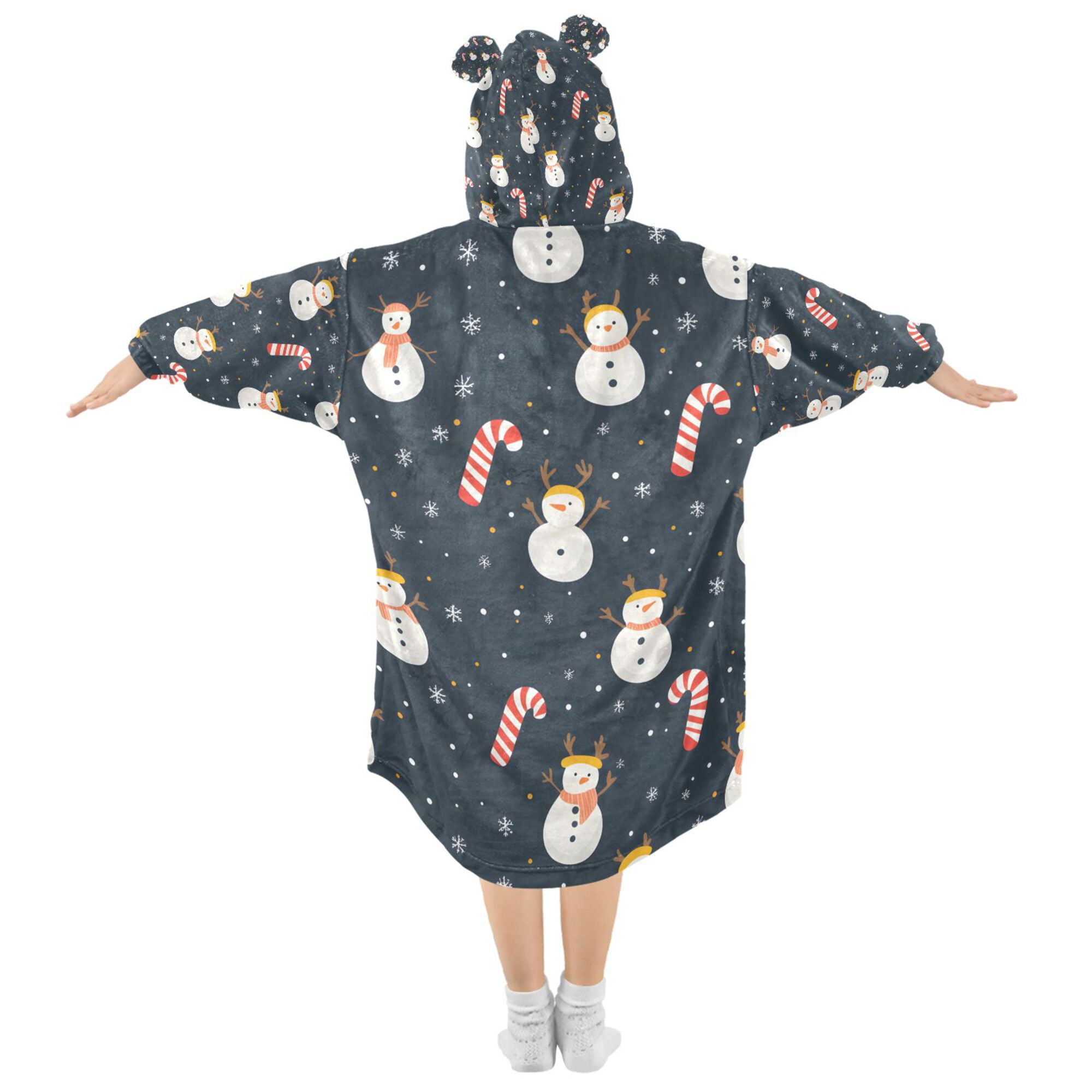 FORMRS Wearable Blanket Hoodie with Sleeves for Kids Cozy Flannel Sweatshirt, Playful Winter