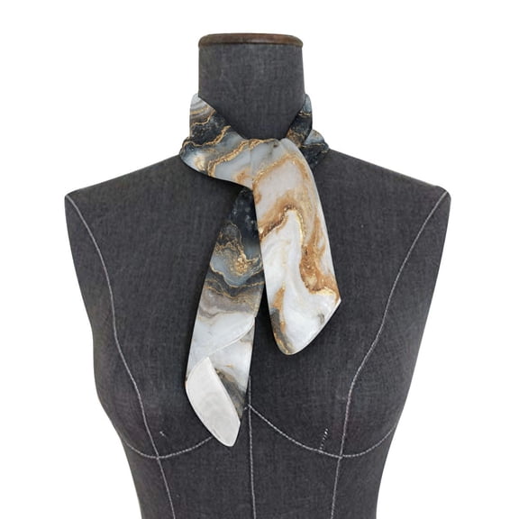 Square Scarf 24x24 Inch Onyx Gilded Marble Silky Satin Sun Protection Neck Scarf for Women Multi-Purpose Head Wrap Bandana for Hair Bag Decoration