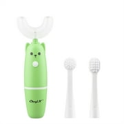 CkeyiN Kid Electric U shaped Toothbrush Food Grade Teeth Cleansing Brush Battery Operated for 3-12 Years Old