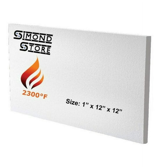 Simond Store Ceramic Fiber Insulation Board, 2300F, 1" x 12" (W) x 12"(L) Individual Board for Ovens, Stoves, Forges, Kilns