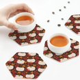thumbnail image 3 of KLL Drink Coasters Set Hexagon of 4,PU Leather Absorbent Coasters Set Decorative Coffee Cup Coasters Housewarming Gift for Home Decor-Autumn White Pumpkin, 3 of 5