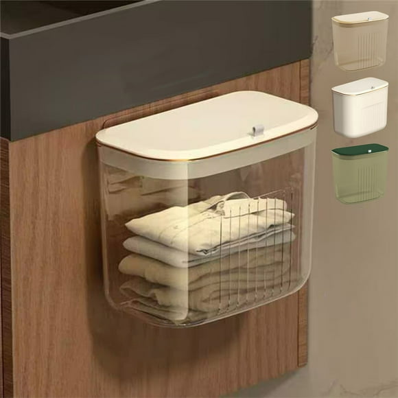 Fiudx Cesto para Ropa Sucia, Diseño con Tapa, Orificios de Ventilación para Mantenerla Fresca, Ahorra Espacio, Ideal para El Baño, Ideal para El Lavadero, 24,5 X 21 X 15 Cm