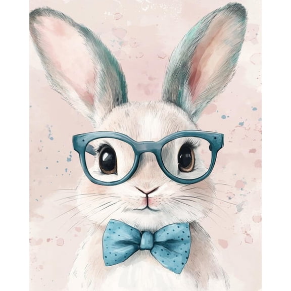Paint by Numbers for Adults Kids Beginner Mr. Spectacles Rabbit DIY Acrylic Painting by Numbers Kits with Brushes Acrylic Pigment Home Decoration Gifts 16 x 20 inch