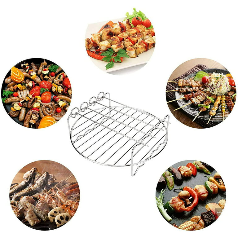 Air Fryer Rack Fits All 3.7qt 5.8qt Multi Purpose Double Layer Rack  Accessory with Skewers/Baking Tray for Air Fryer Baking Tray/Replacement  BBQ Rack Two Layers - China Air Fryer Stack Rack and