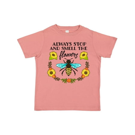

Inktastic Always Stop and Smell the Flowers with Bee and Sunflowers Gift Toddler Boy or Toddler Girl T-Shirt