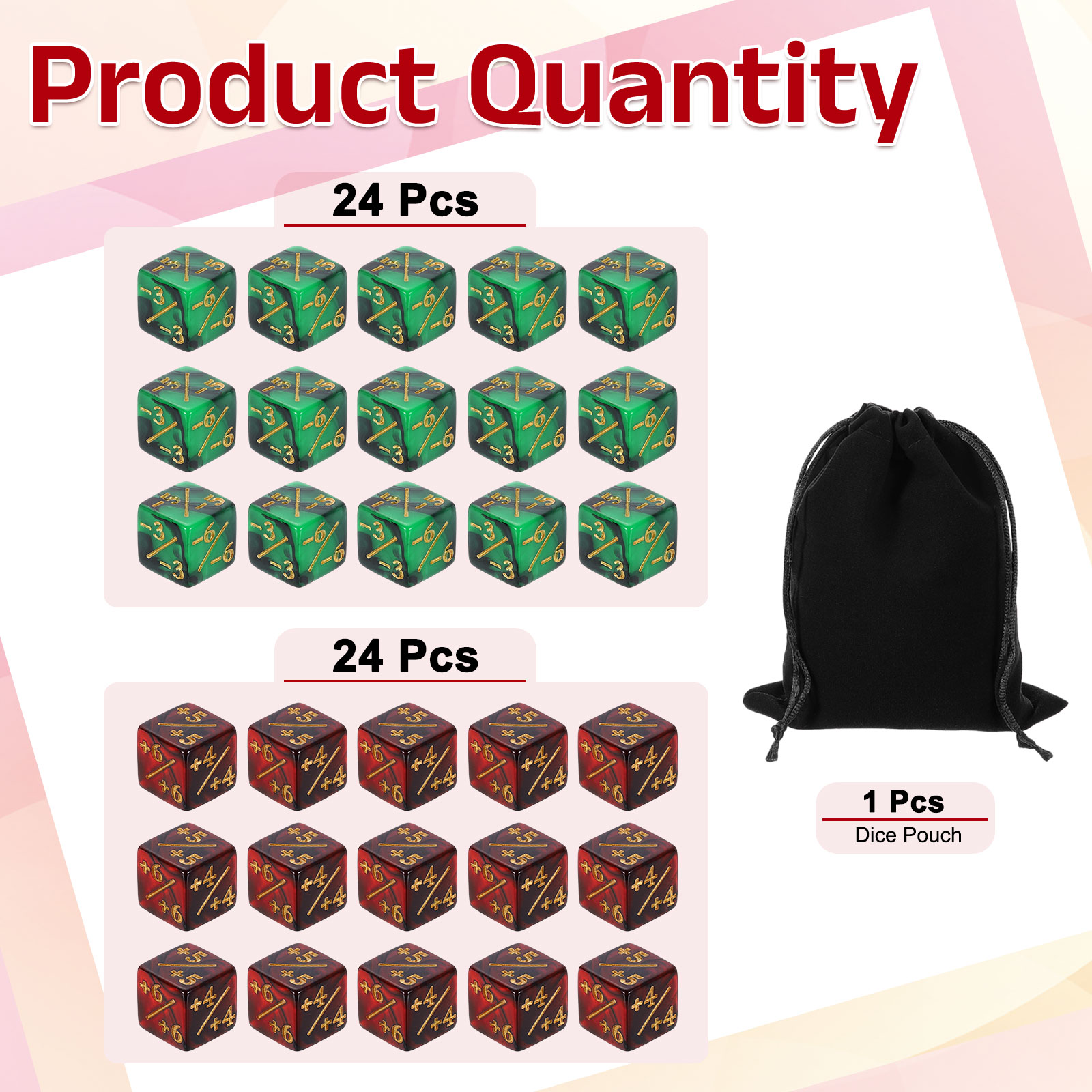 48Pack Magic Dice Counters, Acrylic D6 Life Counter Token Dice Set, 2 Styles