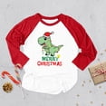 thumbnail image 5 of Camiseta con estampado de dinosaurio de dibujos animados para niños, camiseta navideña para niña y niño, ropa de manga raglán, camiseta para niño, ropa de fiesta, 5 of 5