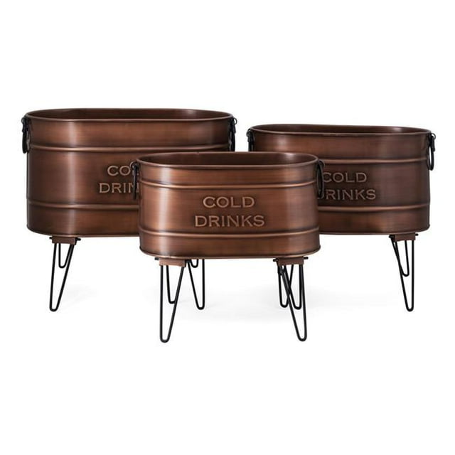 IMAX 44262-3 Jaxson Boissons Ovales en Cuivre - Ensemble de 3