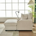 thumbnail image 4 of 55" Oversized Chaise Lounge Chair with Ottoman & Storage, Luxury Corduroy Sleeper Recliner with Built-in Cup Holder, Phone Stand & USB Charging Port, Perfect for Living Room & Bedroom, Beige, 4 of 9