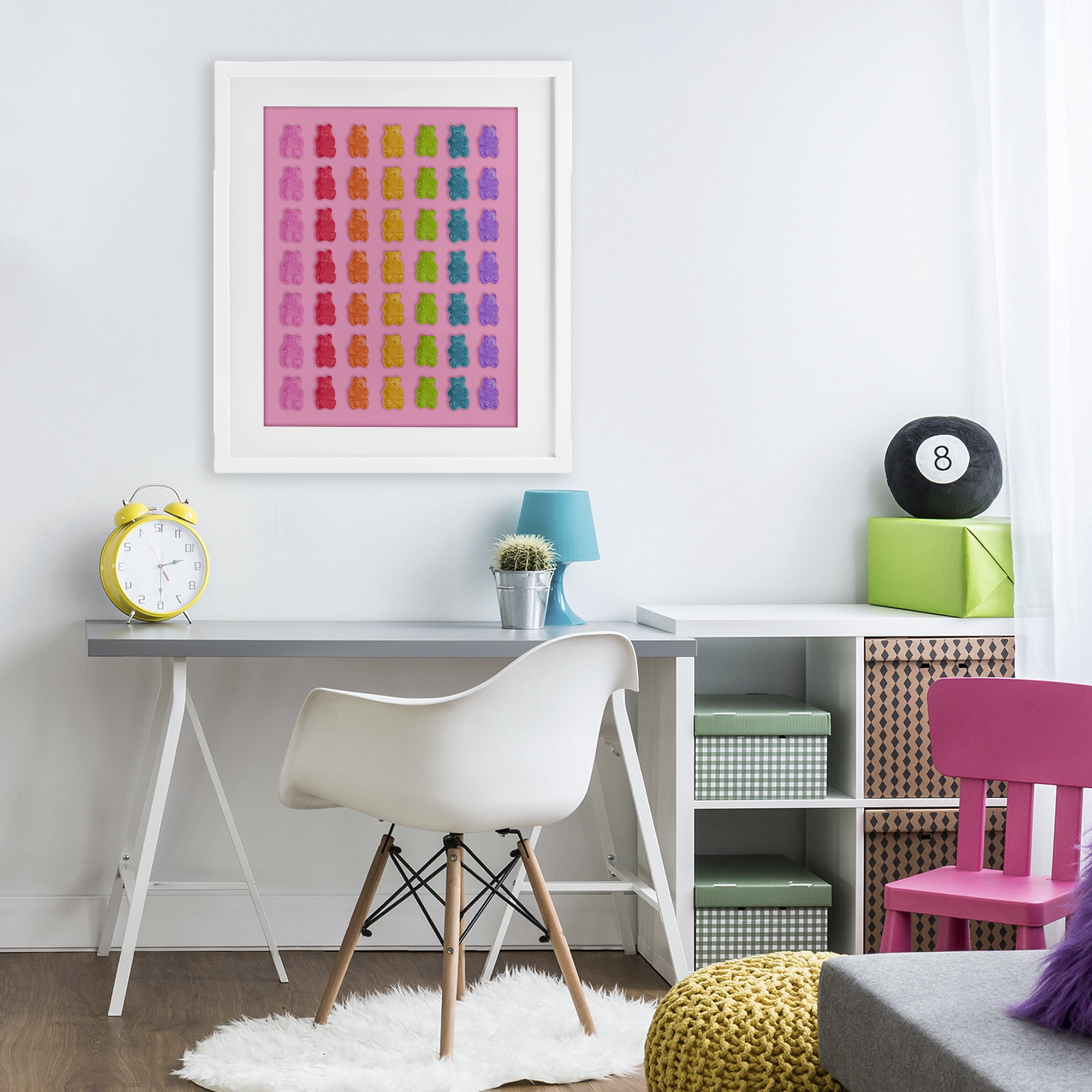 Stupell Industries Rainbow Bears in Stripes White Framed Print Under Glass, design by LISH Creative