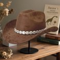 thumbnail image 6 of RUINIXCW Cowboy Cowgirl Hat For Women Men Western Hats Rhinestone Cowboy Hat Wide Brim Cow Girl Rodeo Hat Felt Jazz Cap For Rodeo Party, 6 of 9