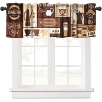 Coffee Patchwork Drapery Curtains Brown Rustic Vintage Style Cups Beans Illustration Window Treatments for Bedroom Kitchen Living Room Office1 54x18inch