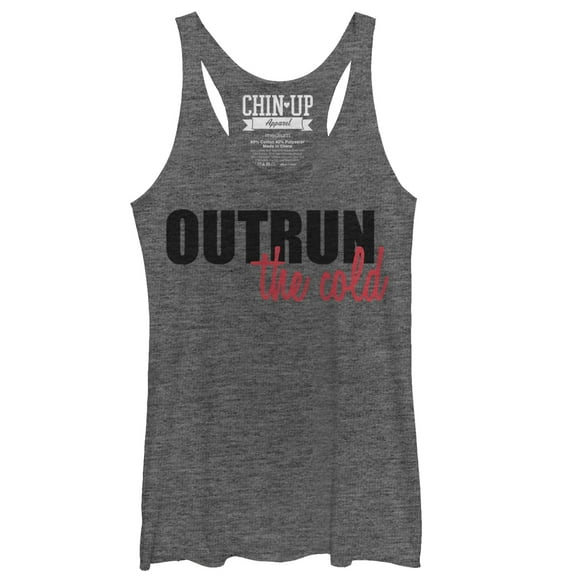 Women's CHIN UP Outrun the Cold Racerback Tank Top Gray Heather X Large