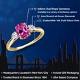thumbnail image 2 of Gem Stone King 10K Yellow Gold Pink Created Sapphire and White Topaz 3-Stone Ring for Women | 1.93 Cttw | Oval 8X6MM | Gemstone September Birthstone | Size 6, 2 of 6