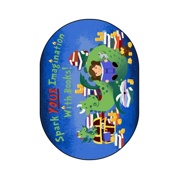 Reading Cave 5'4" x 7'8" Oval Area Rug In Color Multi-Color:Multi,Material:Nylon