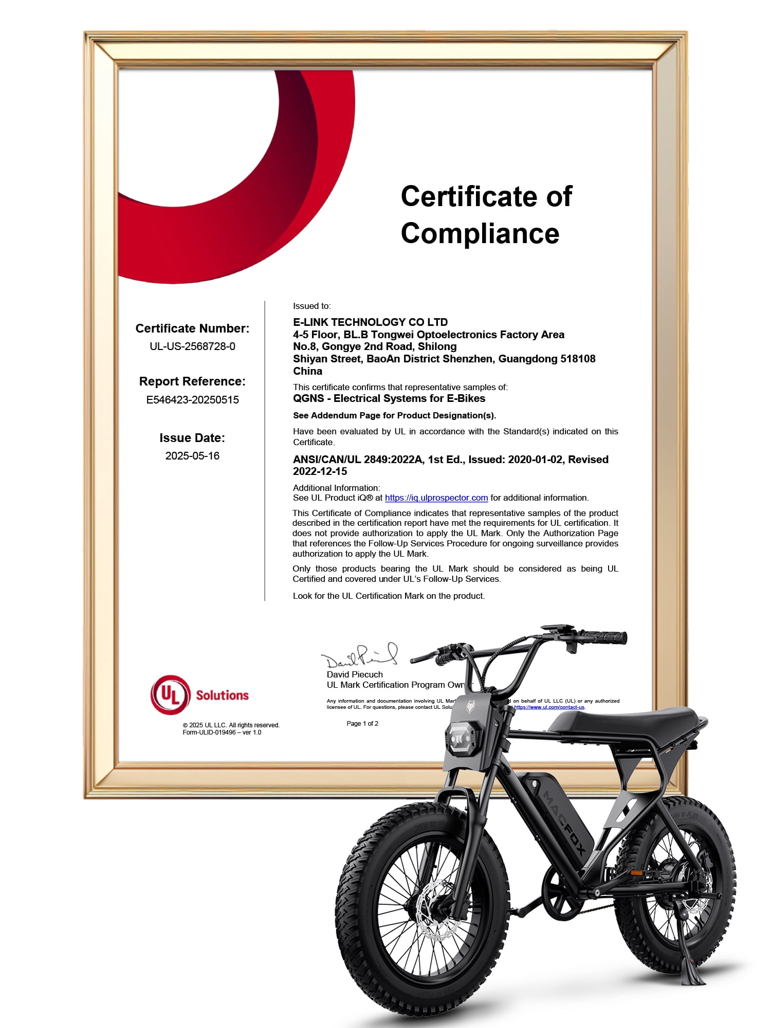 MACFOX X1S Adult Electric Bike, 750W, 20 MPH Max Speed, 28-56 Mile Range (PAS1), 20"x4" Fat Tires, City & School Commuting, UL2849, Class-2