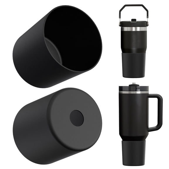 Linkidea Water Bottle Boot Compatible with Stanley Quencher H2.0 20oz/30oz/40oz, IceFlow Flip 20oz/30oz, Silicone Waterbottle Bottom Sleeve Cover Protector, Bottle Bumper (Black / 2 Pack)