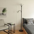 thumbnail image 1 of Torchiere Floor Lamp w/ Side Reading Lamp Dark-bronze Painted Finish ETL Listed, 1 of 9