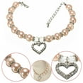 thumbnail image 1 of Xihbxyly Nuevo Collar de Diamantes de Imitación con Forma de Corazón, Elegante Collar de Perlas para Mascotas, Colgante de Corazón Brillante, Joyería de Moda para Mascotas, Diseño Unisex, 30 Cm de La, 1 of 5