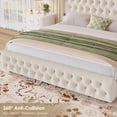 thumbnail image 6 of Hiphuta Full Bed with LED Light, Full Size Platform Bed with Button Tufted Velvet Upholstered Headboard, White, 6 of 8