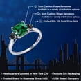thumbnail image 2 of Gem Stone King 10K White Gold Green Nano Emerald and Black Onyx 3 Stone Engagement Ring for Women (0.91 Cttw, Cushion 7MM, Gemstone May Birthstone, Size 6.5), 2 of 6