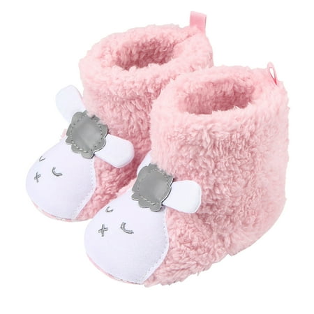 

kpoplk Snow Boots Kids Boots Girls Boys Baby Shoes Infant Plush Warm Prewalker Animal Toddler Baby Shoes(Pink)