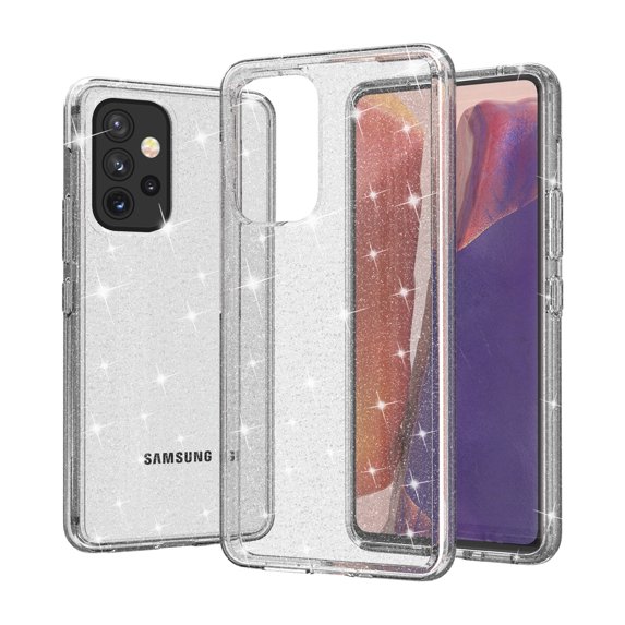 Glitter Clear Case for Samsung Galaxy A33 5G, Shining Sparkle Bling Military Grade Soft TPU Anti-Scratch Shockproof Cover Full Coverage Non-Yellowing Non-Slip Translucent Slim Lightweight Case,White