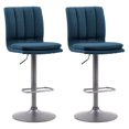 thumbnail image 1 of Tabourets de bar d'intérieur CorLiving Palmer Channel, capitonnés et réglables en hauteur, bleus (lot de 2), 1 of 9