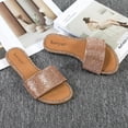 thumbnail image 6 of GJPBGK Women’s Rhinestone Slide Sandals Flat Open Toe Sandals One-Strap Slip-On Summer Slippers for Evenings, Travel, and Everyday Outfits, 6 of 6