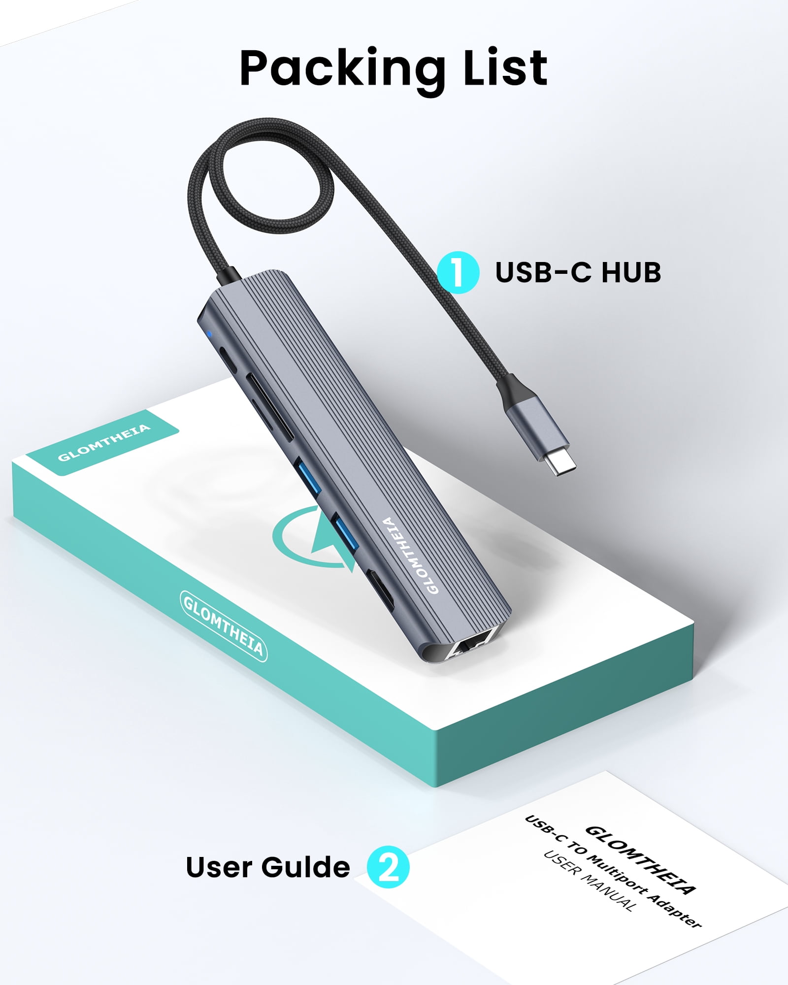 USB C Hub Ethernet HDMI Adapter for Mac MacBook Air/Pro Laptop, Multiport Dock with RJ45 Gigabit Ethernet, 4K HDMI, USB 3.0, SD/TF Card Reader, PD 100W Charging