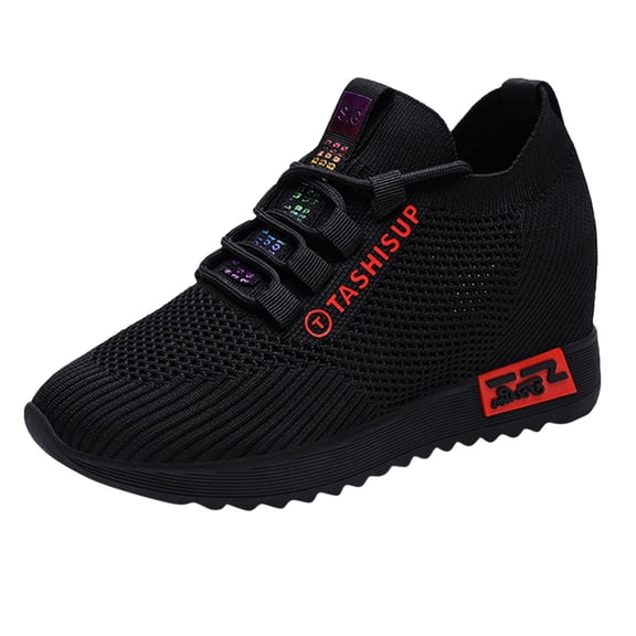NOKIO Women's We𝖽ge Sneakers Platform Hidden Walking Shoes Versatile 𝖫a𝖼e Up Athlet𝗂c Shoes Lightweight High Top Sport Shoes Fashion Breathable Trainers Shoes