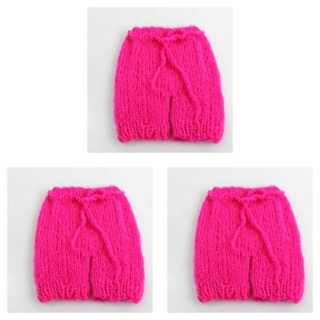 

3pcs Hand-woven Solid Color Baby Crochet Knitted Photo Photography Prop Infant Hat Pants Suits