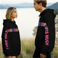 thumbnail image 2 of Matching Hoodies for Couples I Love You This Much Hoodie Cute Valentine's Day Sweatshirts Long Sleeve Oversized Shirt His and Her Pullover with Heart Letters, 2 of 8