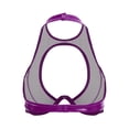 thumbnail image 4 of Oyolan Womens Shiny Patent Leather Halter Bra Backless Cut Out Design For Party Clubbing Purple M, 4 of 5