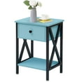 thumbnail image 3 of VECELO Nightstand with Drawer and Storage Shelf, Versatile X-Design End Tables for Living Room Bedroom, Light Blue, 3 of 8