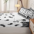 thumbnail image 5 of Homewish Bohemian Paisley Zipper Twin Comforter Sets with Fitted Sheet and 2 Pillowcases,White Black Damask Zipper Bedding Set,Reversible,4pcs, 5 of 8