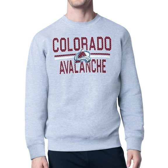 Men's Starter Heather Gray Colorado Avalanche Mesh Look Team Name Logo Pullover Sweatshirt