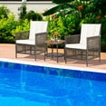 thumbnail image 4 of Gymax 3PCS Patio Wicker Bistro Set Furniture Set PE Rattan Table Set w/ Off White Cushions, 4 of 10