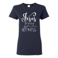 thumbnail image 1 of Wild Bobby, Funny Christian Quote Jesus Loves This Hot Mess, Inspirational/Christian, Women Graphic Tee, Navy, Large, 1 of 3