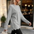 thumbnail image 6 of Xaqiouau Womens Oversized Crewneck Sweatshirt Scalloped Hem Long Sleeve Pullover Tunic Top Loose Fit Lightweight Casual Fall Winter Tops, 6 of 7