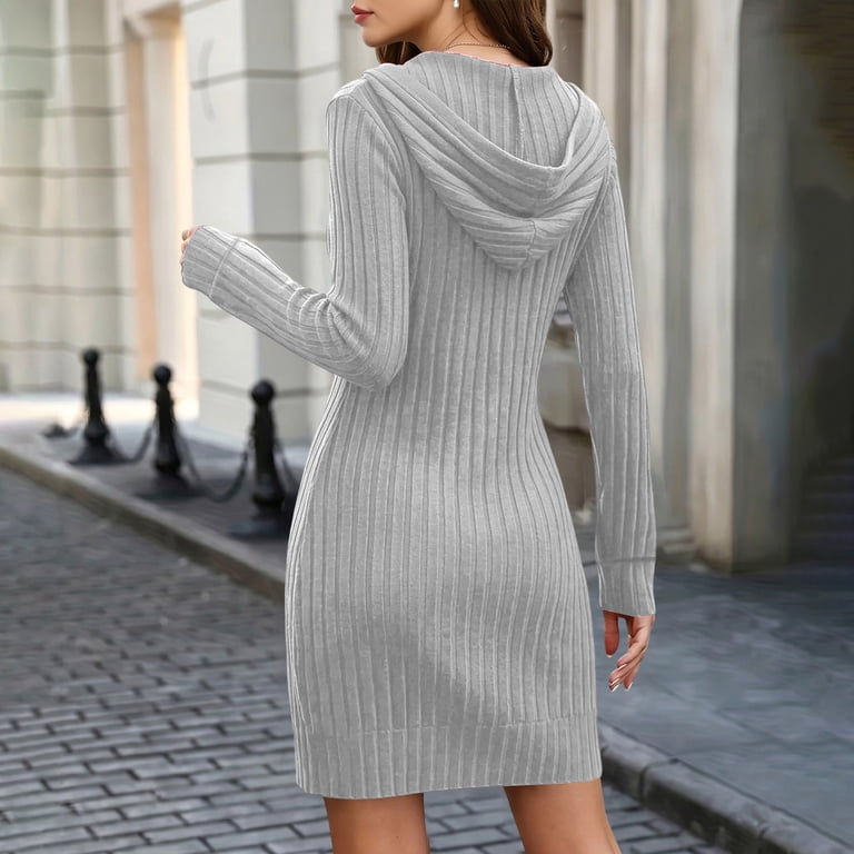 ladies ribbed dress The '90s Rib Sleeve Length Women's Knit Ribbed Midi Dress