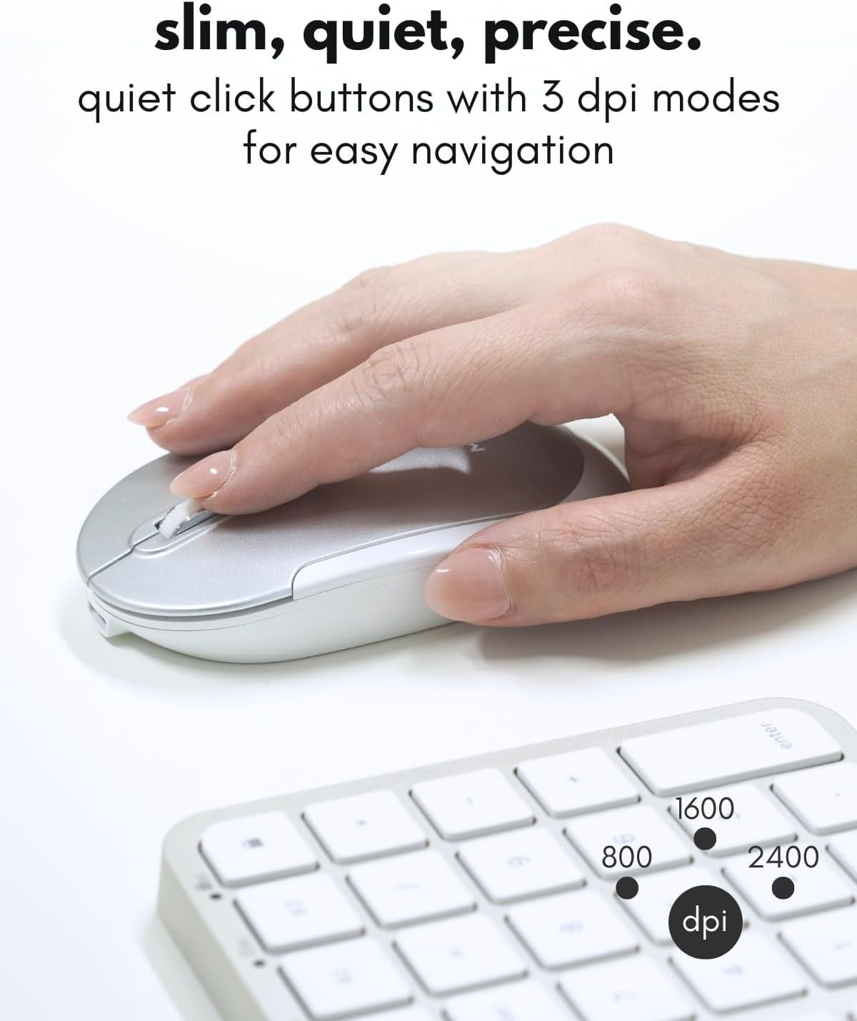 Macally Bluetooth Mac Keyboard and Mouse - Compact (2 Zone) Wireless Apple Keyboard and Mouse Combo with Number Pad - Multi Device, Rechargeable -  for Mac, MacBook Pro/Air, iPad, iPhone - Silver