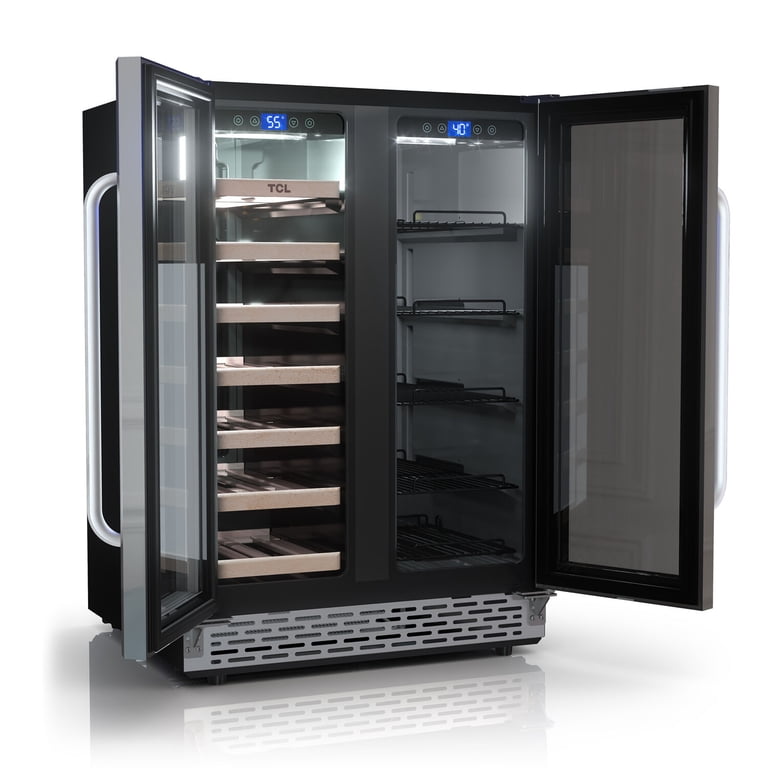 TCL Stainless Steel Double Door 20 Bottle 78 Can Dual Zone Wine