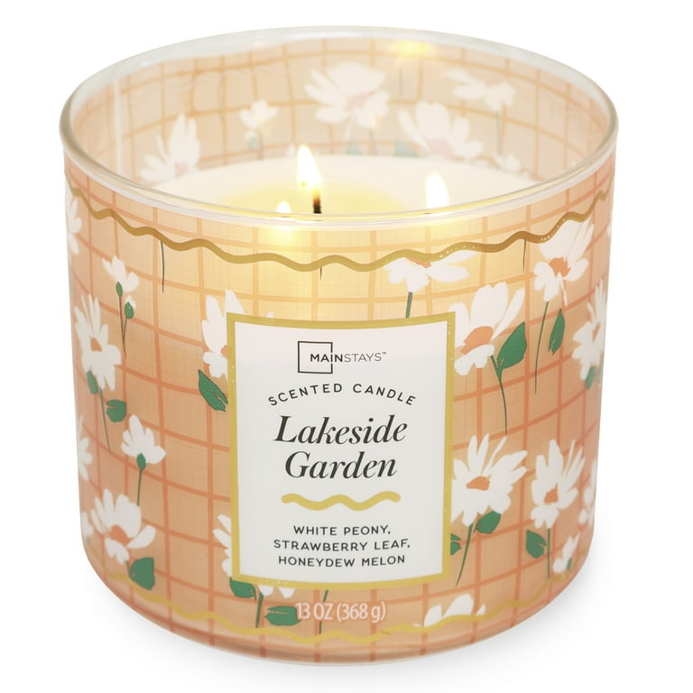 Mainstays 3-Wick Lakeside Garden Fragrance Candle with a